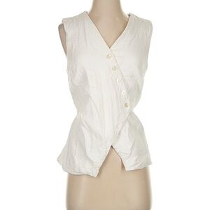Abercrombie & Fitch White Linen Blend  Sleeveless Vest